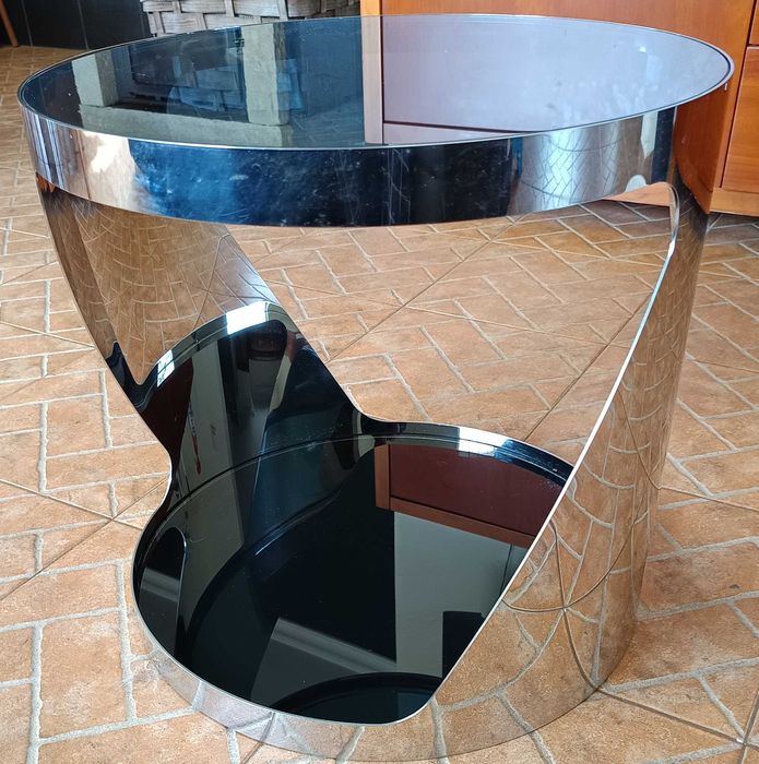 Mesa centro inox e vidro