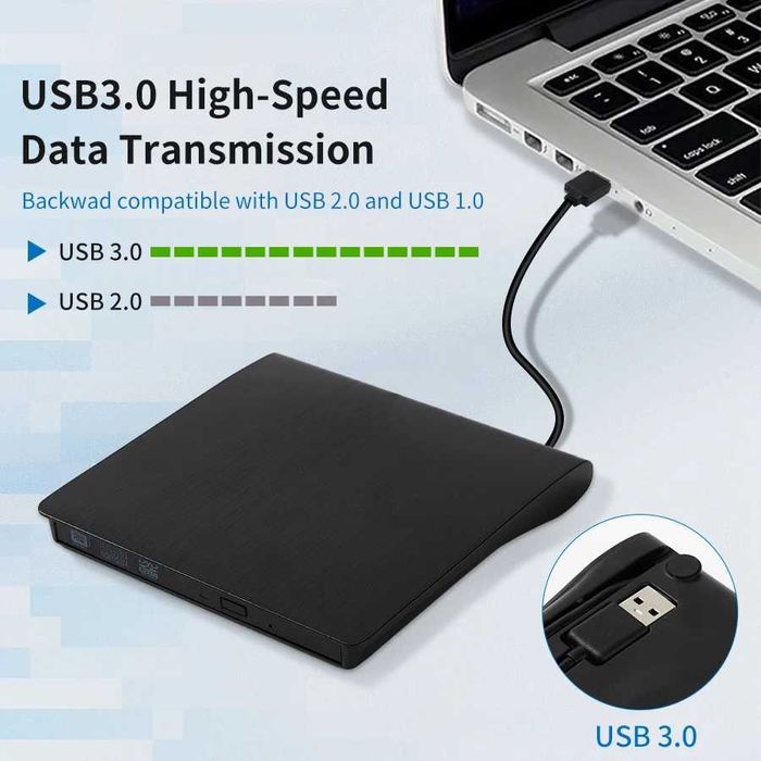 Leitor gravador CD e DVD R RW CD RW DVD ROM DVD RW externo USB NOVO