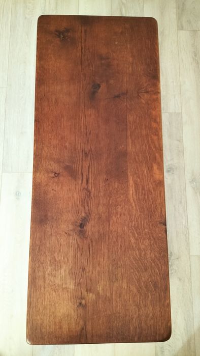 Stary stół drewniany dębowy z szufladami i kutymi elementami