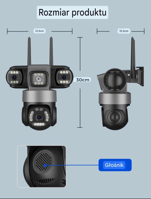 Kamera z 3 obiektywami 15MP IP66 Obrotowa na kartę SIM 4G