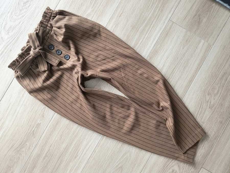 Stradivarius * brązowe spodnie cygaretki alladynki pumpy 7/8 * 36 S