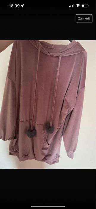 Dluga bluza welurowa z pomponami