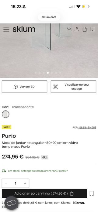 Mesa de vidro SKLUM Em perfeito estado