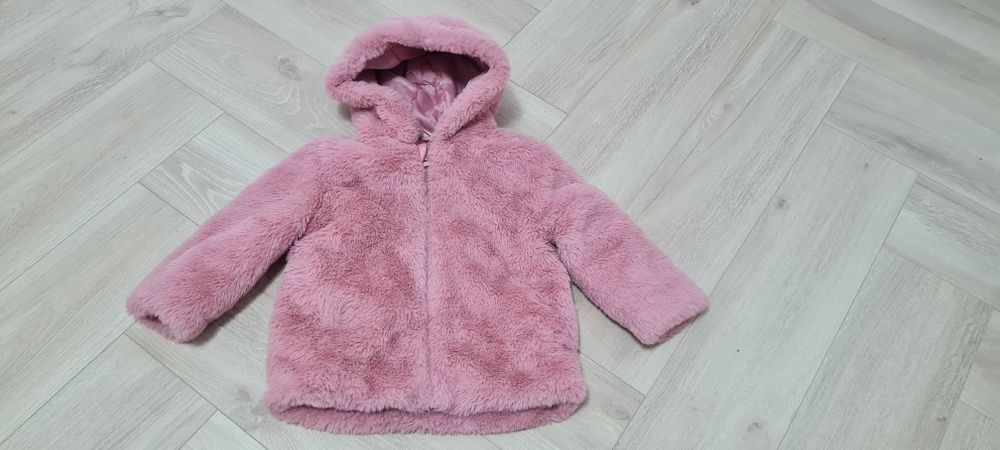 Różowa kurtka, futerko r.92 dla dziewczynki