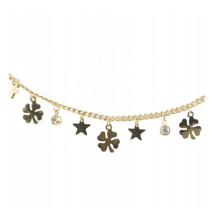 Celebrytka Cyrkonie Koniczynki Gwiazdki Stal 00276 Blueberry