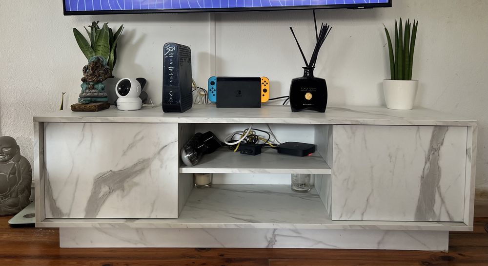 Móvel Base TV WEBMOVEIS mármore branco