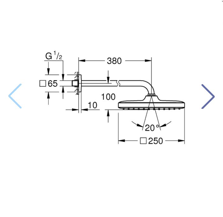 Верхній душ Grohe Tempesta Cube 250 26687000