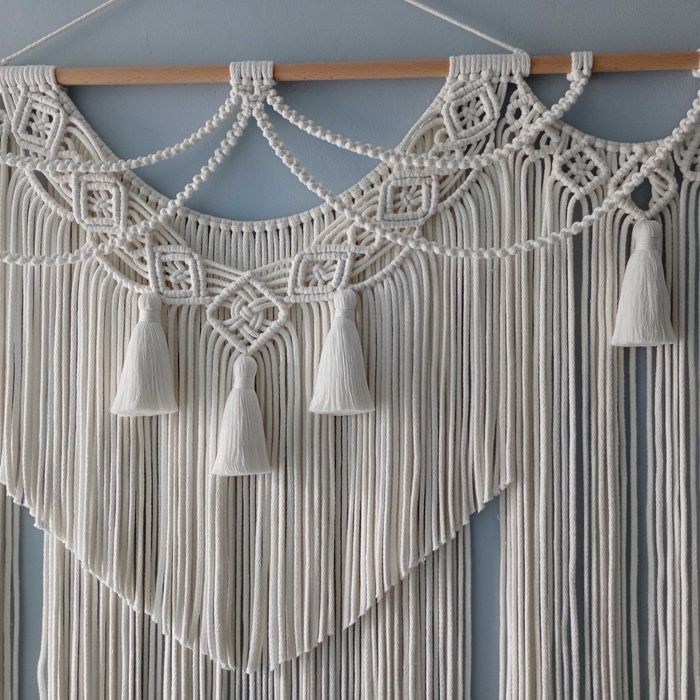 Dekoracja makrama XXL ecru duża beż boho