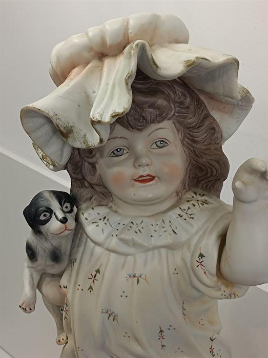 Lalka  z pieskiem Gebruder Heubach .Germany''Piano baby''.Antyk.