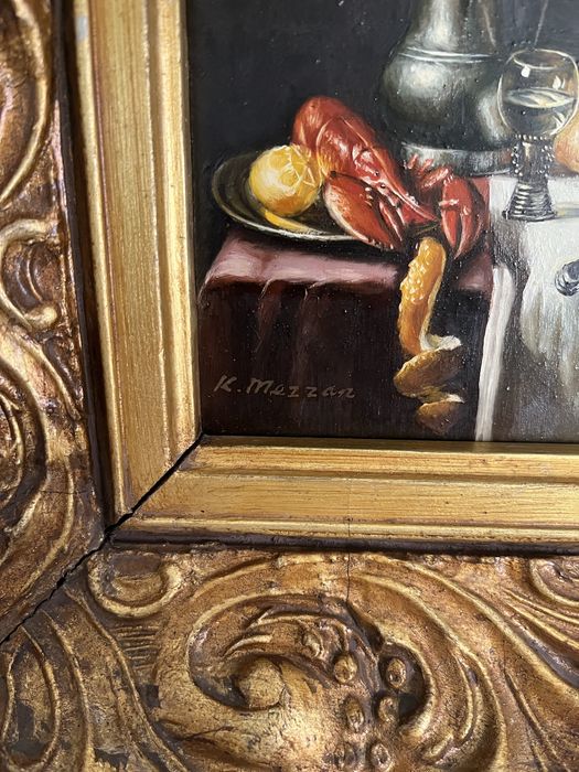 Dois quadros talha dourada