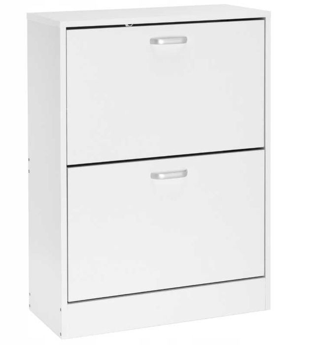 Biała szafka na buty Zefir White 60 × 24 × 82 cm, 2 uchylne komory