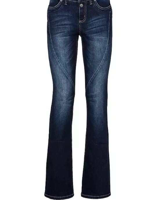 B.P.C spodnie bootcut ciemny jeans z przeszyciami r.40