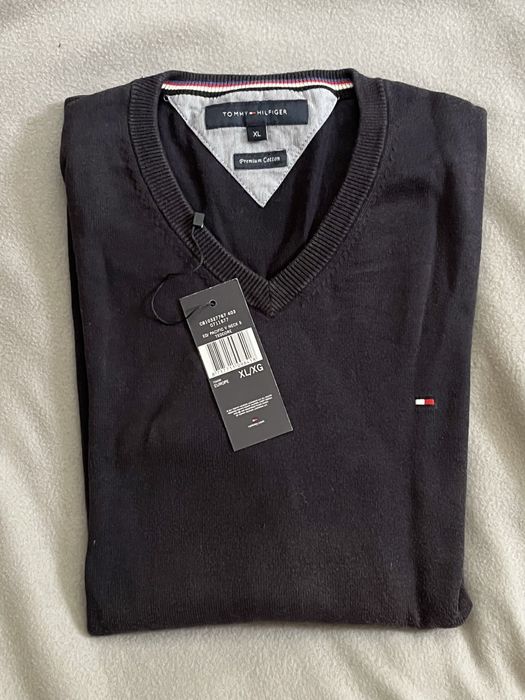 Tommy Hilfiger sweter granatowy L/XL v-neck