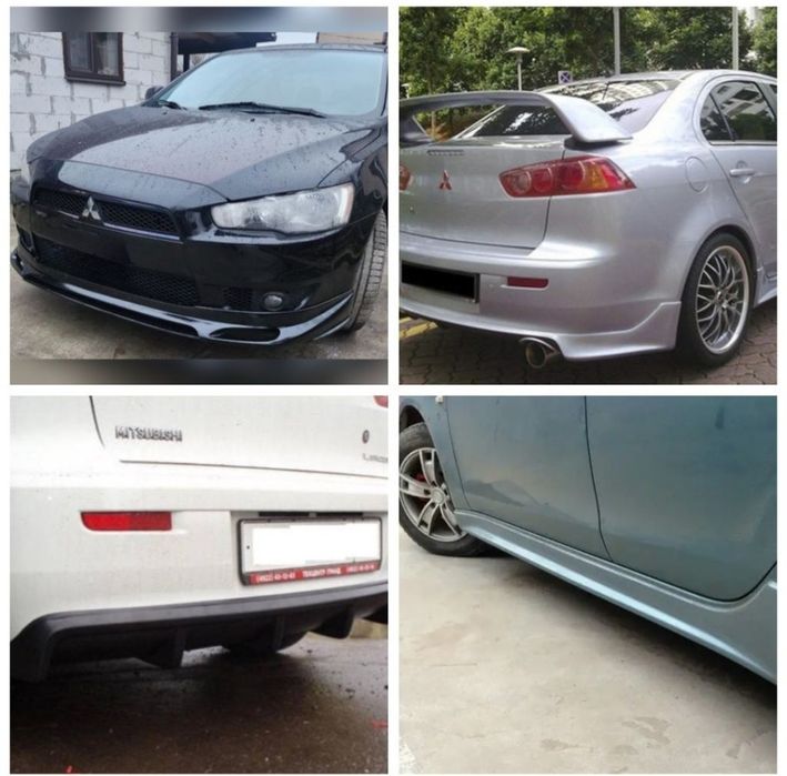 Накладки на бампера,пороги  Mitsubishi Lancer 10. Митсубиси Ланцер Х