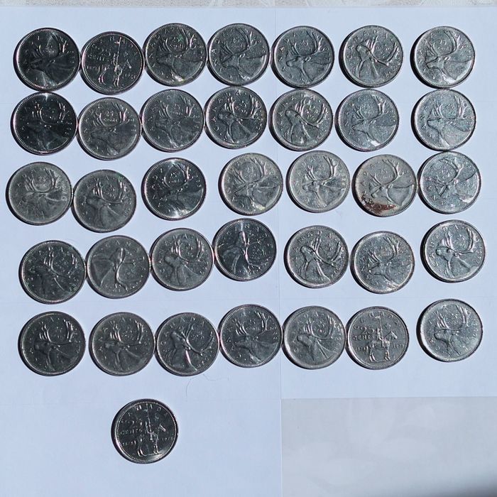 Conjunto 36 moedas 25 cêntimos Canada