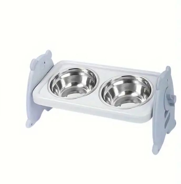 Suporte duplo com altura ajustavel para comida e agua - cao / gato