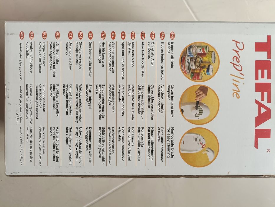 Abre latas com afia faca tefal