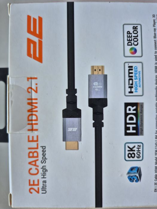 Кабель HDMI 2Е (AM/AM) v2.1 Ultra High Speed 1.8m