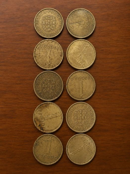 Coleção Completa 1 Escudo (1981–1985) | Série de 10 moedas | Portugal