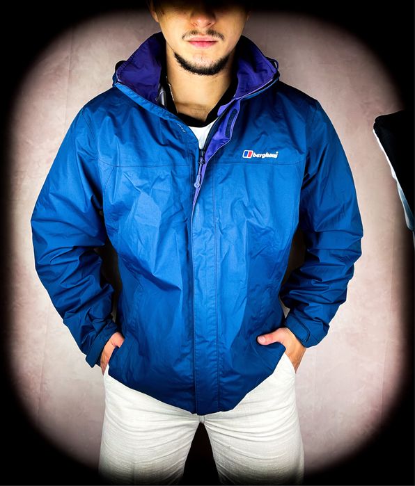 (M) Berghaus Zimowa Granatowa Męska Kurtka z Kapturem i Ściągaczami