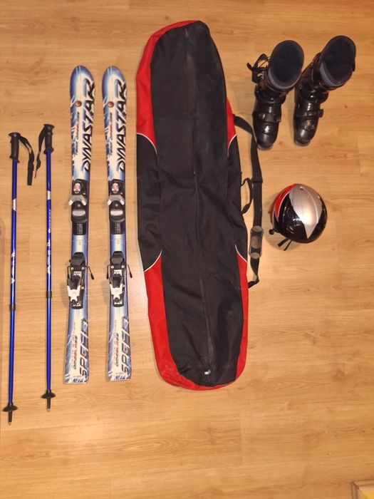 Narty Dynastar 130 cm buty kijki kask pokrowiec