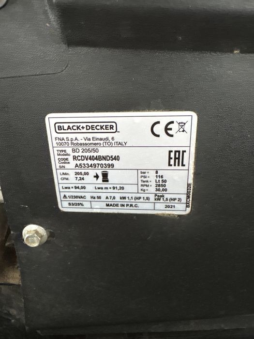 Compressor black+decker 50 litros