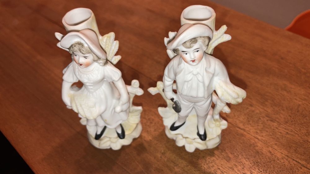 Figurki para    biala ceramika