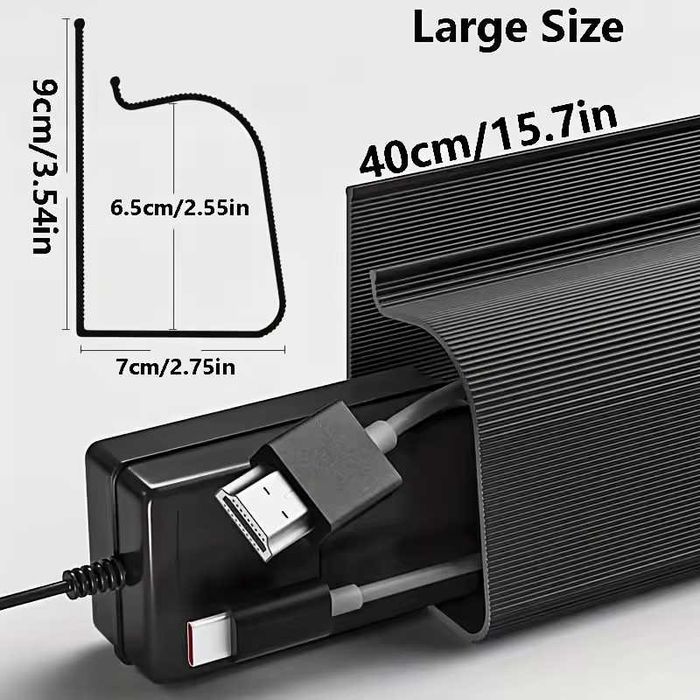 Кабель менеджмент, чорний, 40 см x 7 см