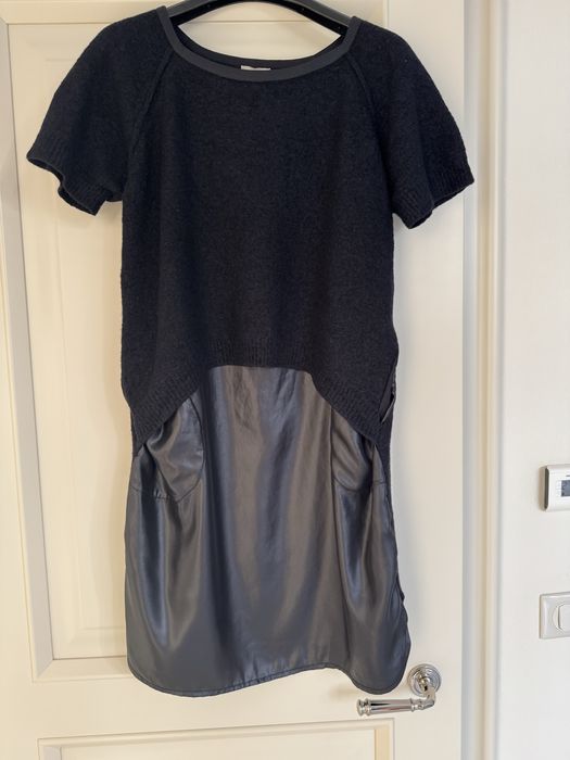 Черное шерстяное платье S-M