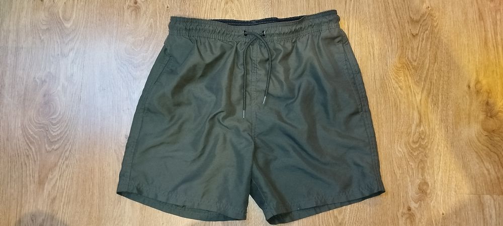 Męskie spodenki kąpielowe khaki z kieszeniami z regulowanym paskiem su