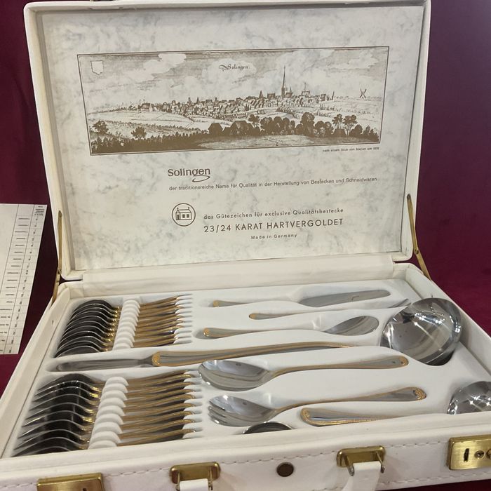 Talheres serviço solingen 69 peças 23/24 kilates banho de ouro