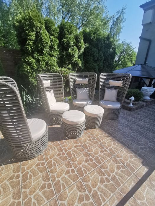 Luksusowy, futurystyczny komplet włoski, ogrodowy technorattan