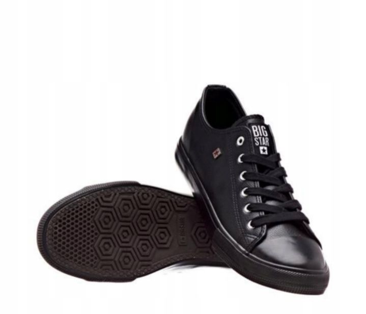 ButyTrampki Big Star Tenisówki Męskie Ekoskóra Wygodne  Czarne Sportow