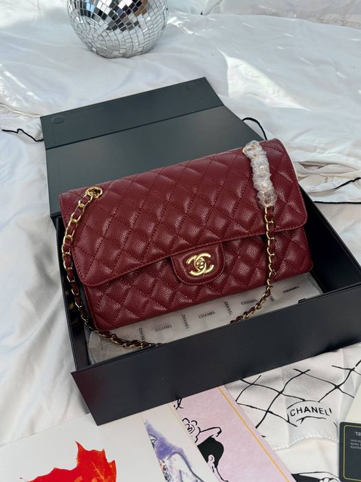 Новинка ‼️Chanel Classic Flap 25 Bordo Caviar Gold Hardware / Chanel Classic Flap 25 Bordo / женская кожаная сумочка Шанель
