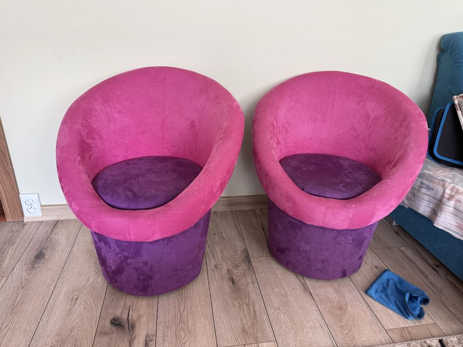 Fotele x2 różowo fioletowo