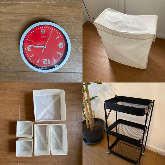 Teclado, carregador, ferro de engomar, tabua e outros