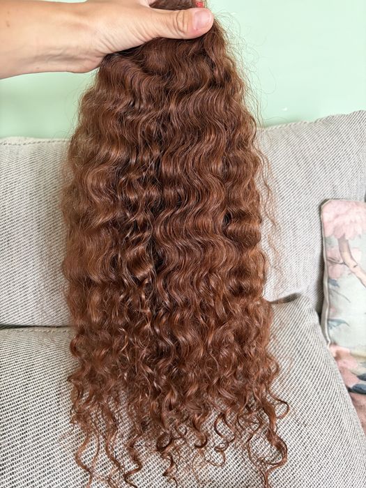 Wlosy dziewicze naturalne kasztanowe rude krecone afro