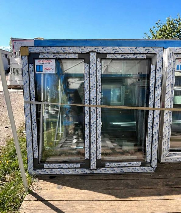 Okno PCV 146x140 | 3-szybowe | ANTRACYT ZEW. | OD RĘKI | WYSYŁKA | NOWE