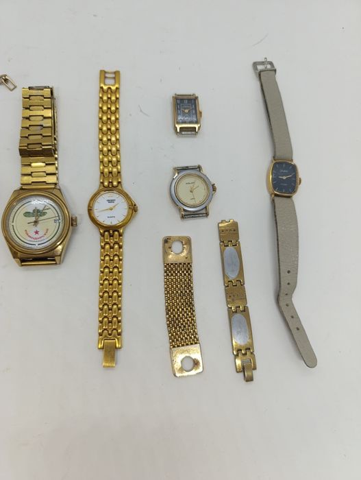 Советские позолоченные часы СССР с ремешком позолоченным браслетом Ау