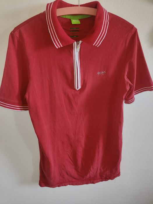Czerwona koszulka polo Hugo Boss Modern Fit r S męska t-shirt krótki