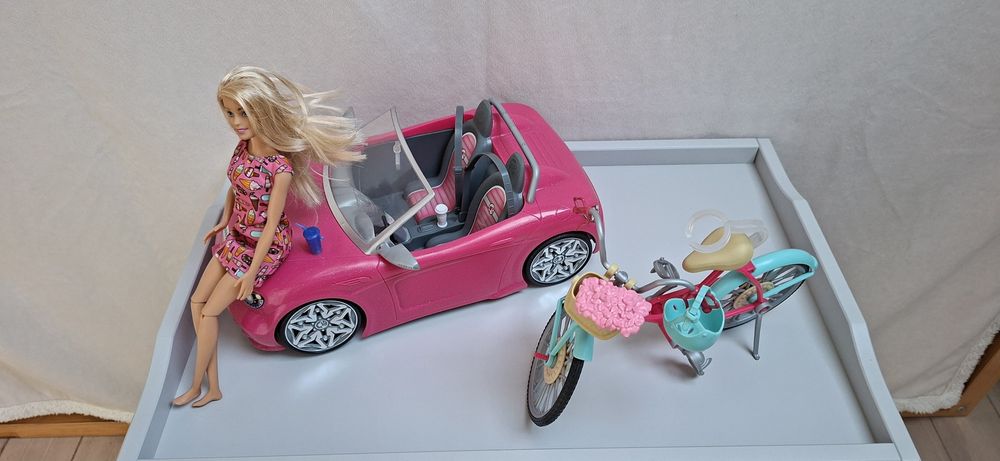 Zestaw BARBIE samochód, rower, lalka