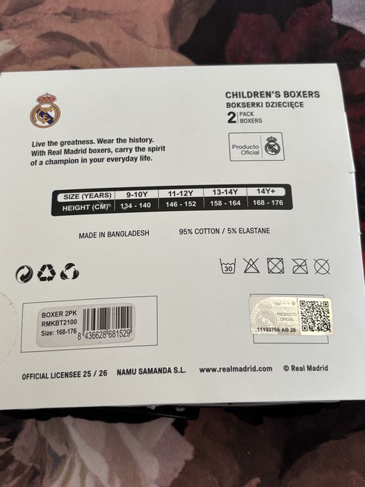 Bokserki dziecięce Real Madrid  168/176