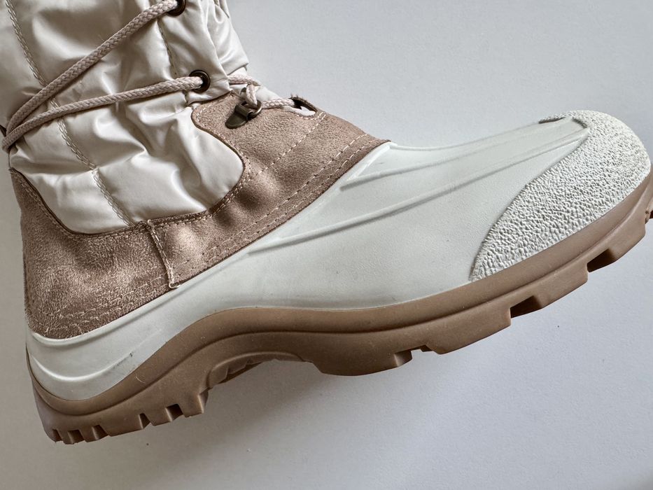 Śniegowce białe ecru 39 - ocieplane, wodoodporne, szerokie palce ZIGN