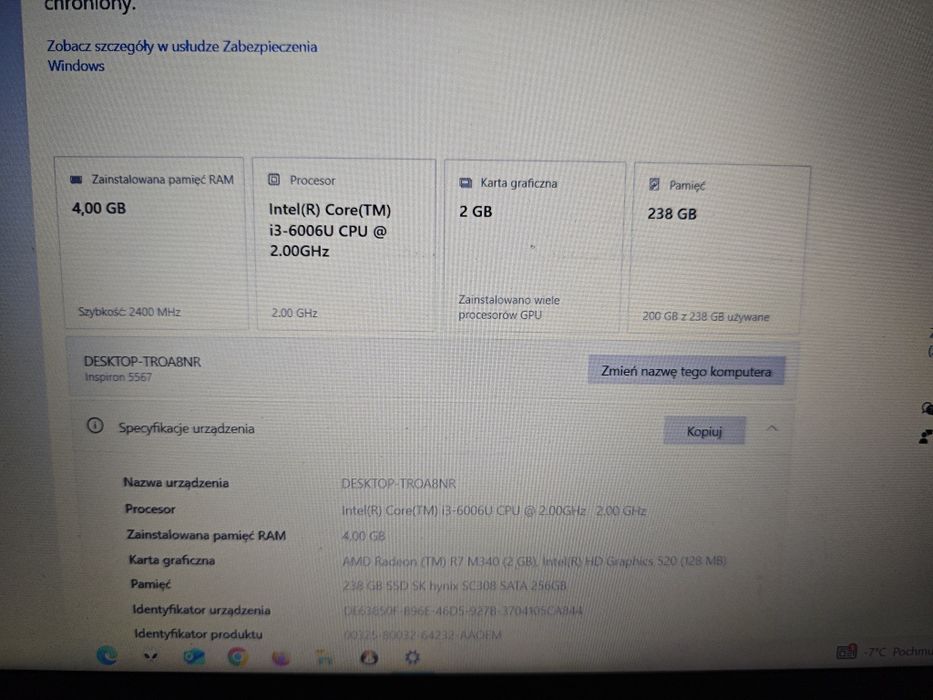 Laptop DELL Intel I3  SSD Radeon