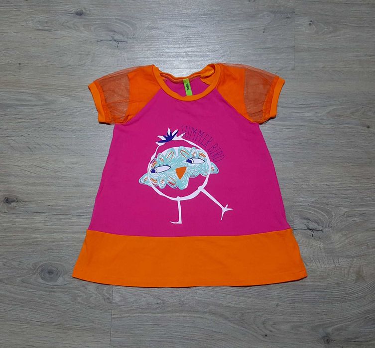 Яркое летнее платье с птичкой для девочки