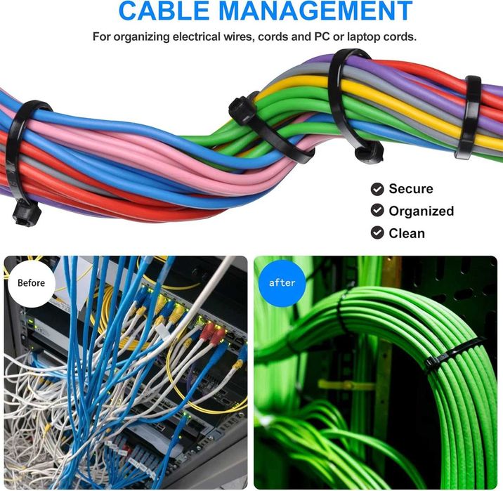 Opaski zaciskowe kablowe trytytki 300 x 4,8mm 100szt czarne