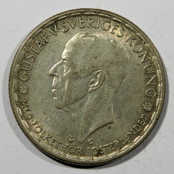 MOEDA Suécia - 1 Krona - Gustaf V 1943 - PRATA