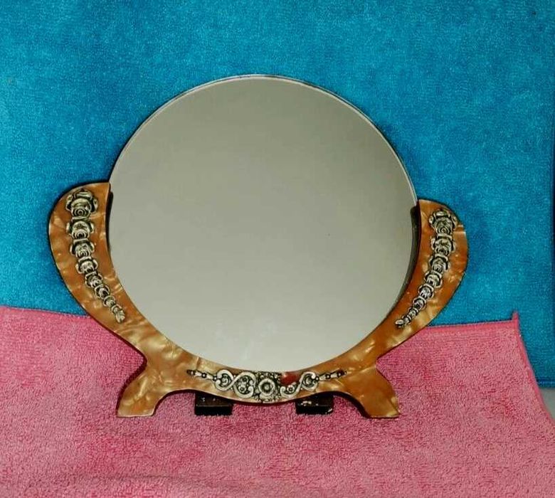 Espelho de mesa WC Art Déco madeira/sintético/metal anos 30