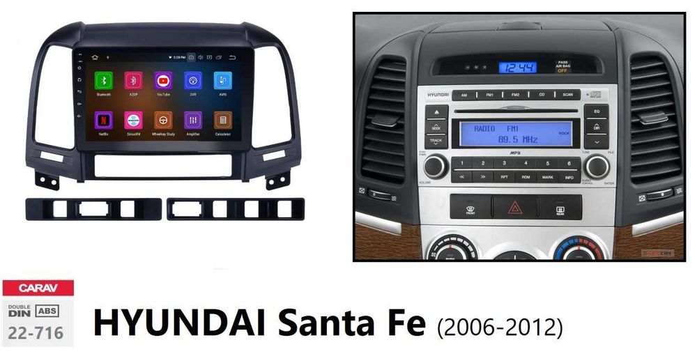 (NOVO) Rádio 2DIN 9" • Hyundai SANTA FE (2000 a 2012) Android [4+64GB]