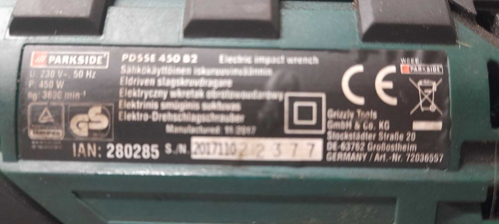 Elektryczny klucz udarowy 230v Parkside